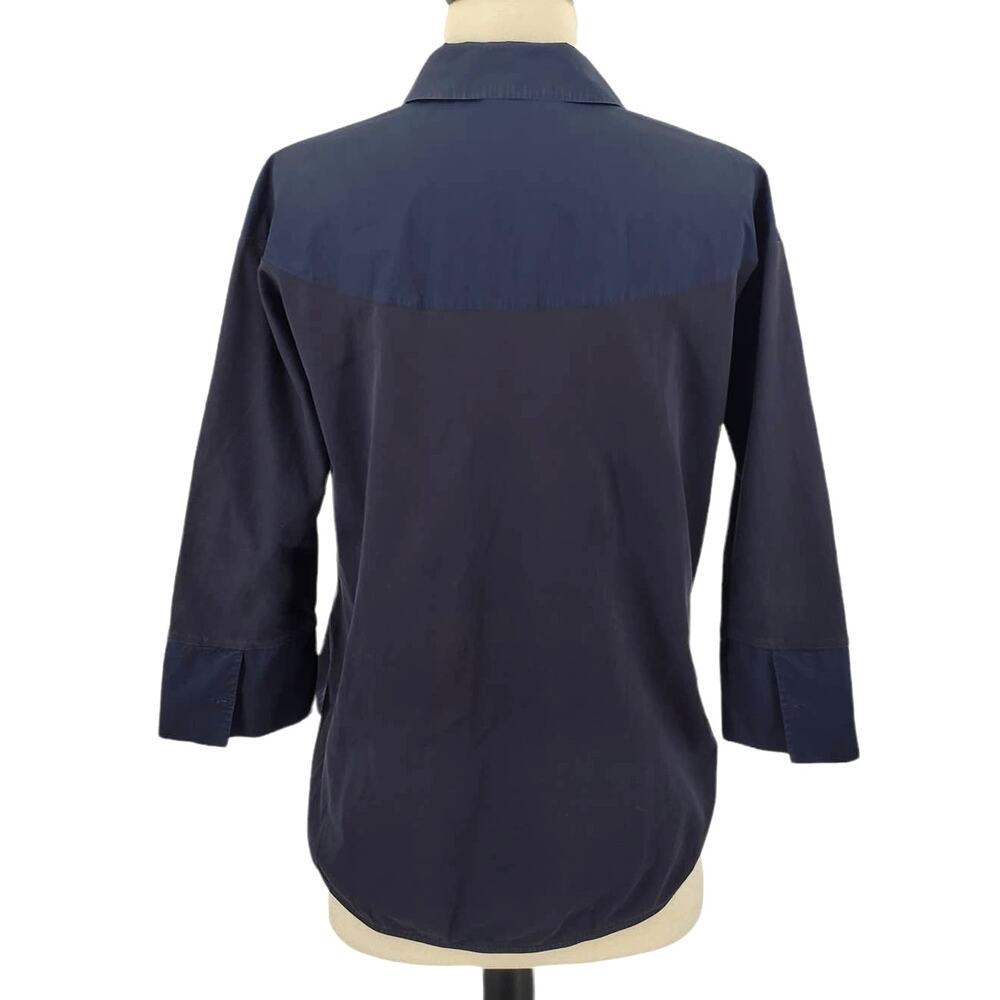 Cos Color Block Button Front Top Navy & Black - image 4